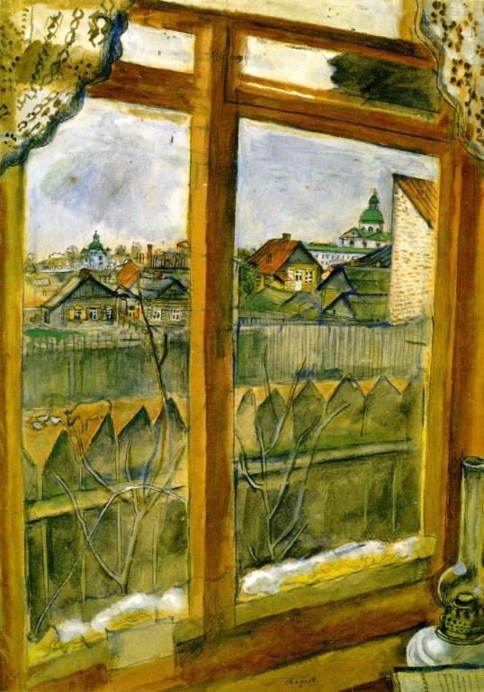窓からの眺め 現代マルク・シャガール油絵